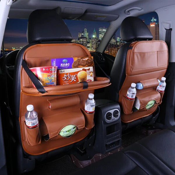 Car Back Seat Foldable Storage Bag PU Leather